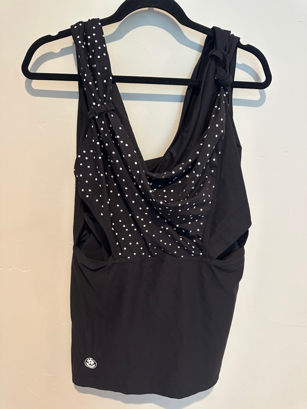 Black Polka Dot Draped Tank Top